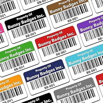 Custom Asset Tags - Asset Labels with Barcodes - 1.2” x 0.7” (100-5000 Labels)