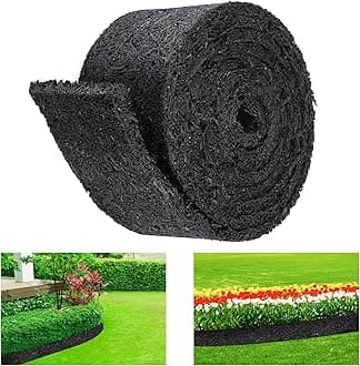 355x14cm Rubber Mulch Border for Landscaping-Black Permanent Garden Mulch Barrier - Recycled Rubber Mulch Mat Roll for Plants, Vegetables, and Flowers