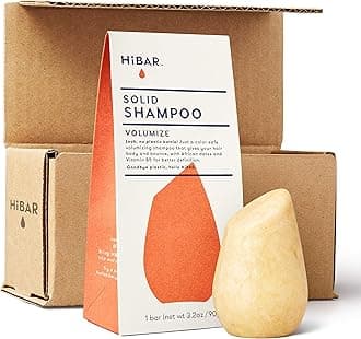 HIBARVolumize Shampoo Bar - For Fine & Flat Hair - Add Body, Definition & Volume - With African Dates & Vitamin B5 - Plastic-Free - Soap, Paraben & Sulfate-Free - Color Safe & Vegan -1 Solid Bar