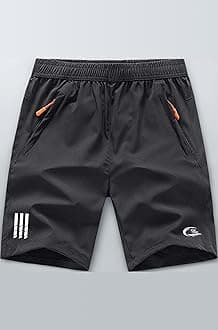 Men's Outdoor Quick Dry Lightweight Sports Shorts with 2 Zipper Pockets, Breathable Hiking Running Gym Workout Athletic Shorts