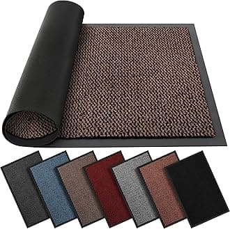 BLADO Washable Door Mats - Non-Slip Heavy Duty Doormats - Stylish Large Rubber Mat - Perfect Dust Grabbing Indoor & Outdoor (Brown, 90cm x 120cm)