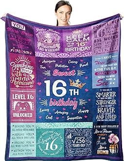 16th Birthday Gifts for Girls - Sweet 16 Gifts for Girls - 16 Year Old 60"X50" Blanket for Birthday - Gifts for 16 Year Old Girl - 16th Birthday Gift Ideas - Sweet Sixteen Birthday Decorations