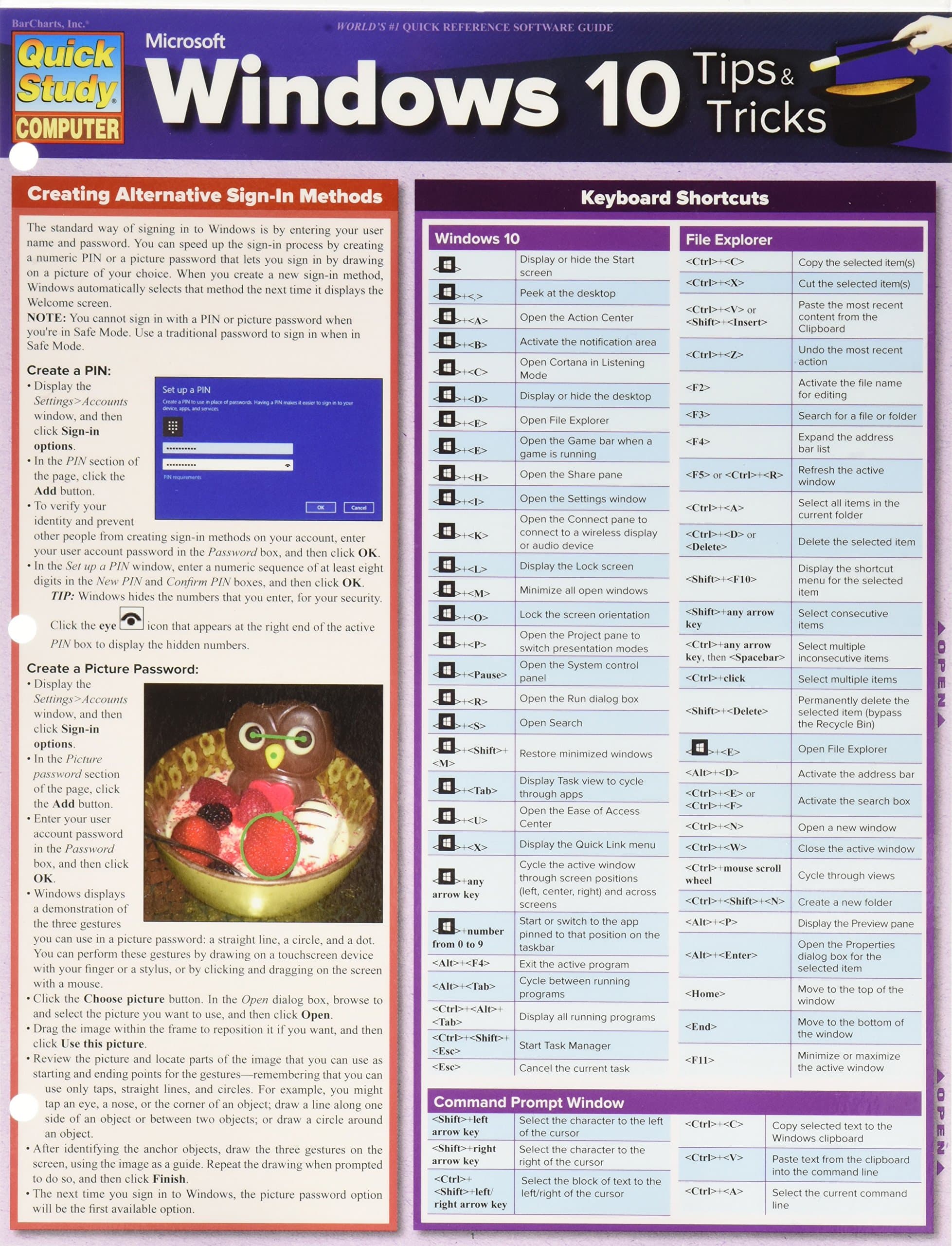 Microsoft Windows 10 Tips & Tricks: a QuickStudy Laminated Reference Guide (Quick Study Computer)