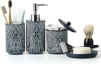 VIRTUNE Premium Navy Blue Bathroom Accessories Set. Blue Bathroom Set. Blue Bathroom Decor. Accesorios para Baños. New Apartment Essentials. Blue Toothbrush Holder and Soap Dispenser.