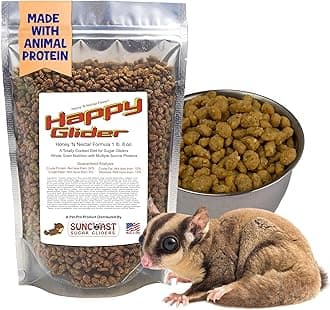 Happy Glider Premium Sugar Glider Food - High Protein, Calcium and Vitamins, Complete Nutrition for Small Animals and Exotic Pets, 2 Months Supply - Honey & Nectar, 3 lbs