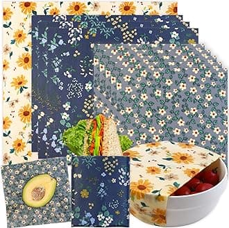 Reusable Beeswax Wrap - 9 Pack Beeswax Wraps for Food, Eco-Friendly Beeswax Food Wraps, Bread Sandwich Wrapper - Organic, Sustainable, Zero Waste, Reusable Plastic-Free Food Storage Wrap, 1XL, 3M, 5S