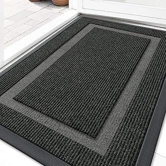 OLANLY Front Door Mat Indoor Outdoor Entrance, Waterproof All-Season, All-Weather Doormat, Sturdy Natural Rubber, Fade Resistant, Low Profile, Easy Clean Patio Porch Entryway Mat, 29.5x17, Black