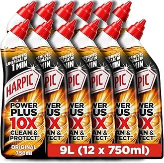 Harpic Powerplus Toilet Cleaning Gel, Original Scent, Pack 12 x 750 ml, Removes Limescale, Kills 99.9% of Bacteria, Powerful Deep Clean Toilet Cleaner, toilet freshener