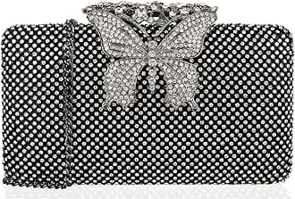 Dexmay Rhinestone Clutch Bag with Crystal Butterfly Clasp Women Evening Handbag Formal Party Purse