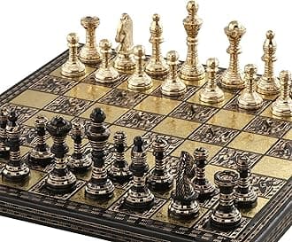 Luxury & Decorative Premium Chess Board Game Set | 12 x 12 Inches | Black & Gold | Collectible & Handmade Chess Set for Professionals & Adult for Tournament/for Gifting by INDUS LIVING