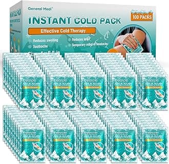 General Medi Instant Ice Cold Pack (4”x 5.5”) – 100 Packs Disposable Cold Therapy Ice Packs for Pain Relief, Swelling, Inflammation, Sprains, Toothache – for Athletes & Outdoor Activities
