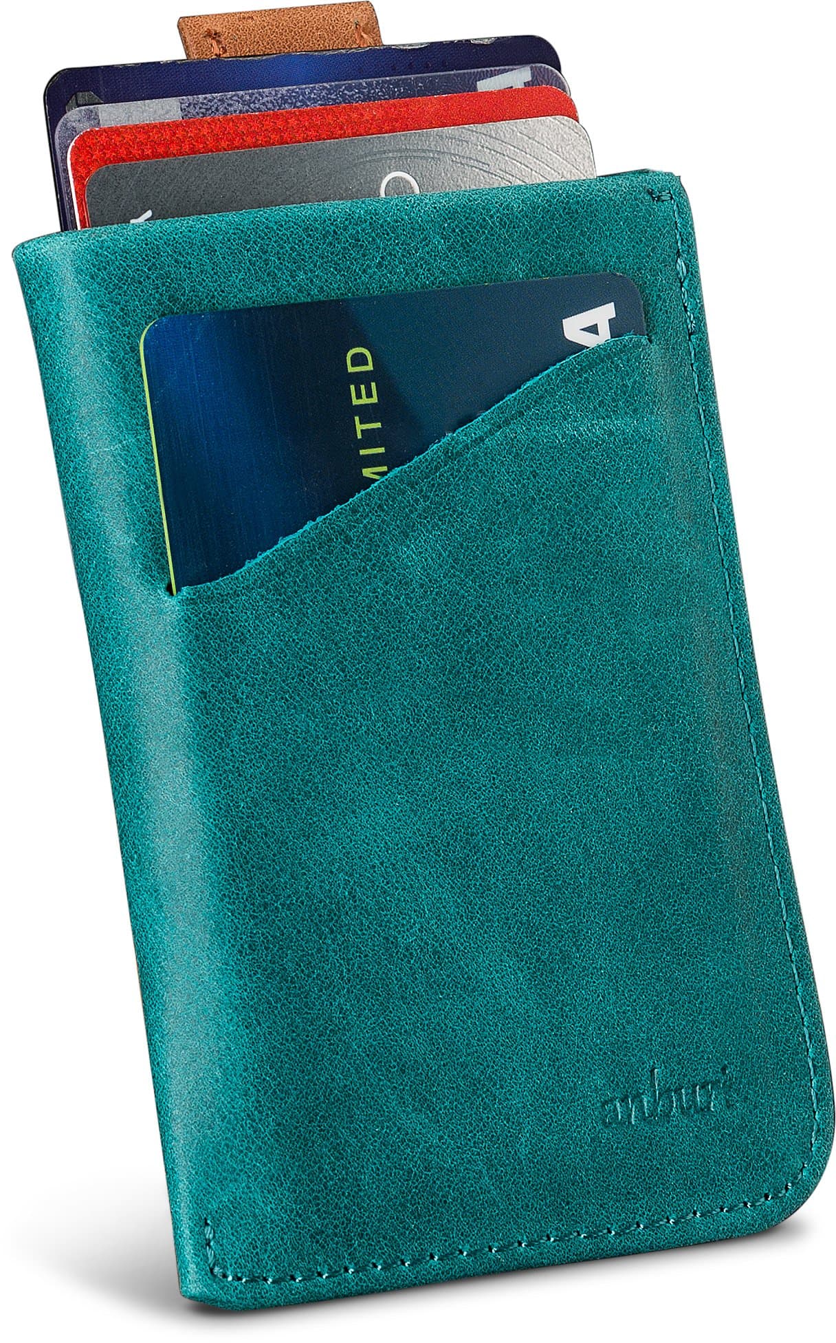 Genuine Leather Card Sleeve Wallet for Men, With Pull Tab for Quick Card Access, Ultra Slim Mens Front Pocket Card Holder