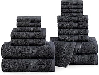LANE LINEN Cotton Bath Towels for Bathroom Set-18 PC Bathroom Towels Set-4 Bathroom Towel Set, 6 Hand Towels for Bathroom, 8 Washcloths, Soft Turkish Towel Sets for Bathroom - Black