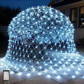 LitHome 14.8FT x 5FT Christmas Net Lights, 300 LED Cool White Net Lights Outdoor Mesh Light Connectable Waterproof, 8 Modes Large Mesh Light Green Wire Plug in for Bushes Xmas Yard Garden Party Decor