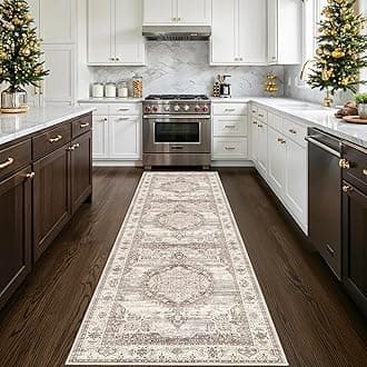 Washable 3x10 Long Hallway Runners, Vingtage Ultra Soft Carpet for Bedroom Living Room Non Shedding Accent Rug for Kitchen Farmhouse Non-Slip Floor Mat for Dining Room Bathroom (Beige,3x10)