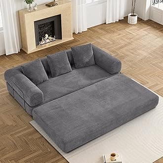 Convertible Sleeper Sofa Bed with Pillow,4-in-1 Corduroy Folding Mattress Couch with Fixed-Shape Frame, Futon Fold Out Floor Sofa Cama Lounge Couch for Living Room Bedroom Studio,Grey