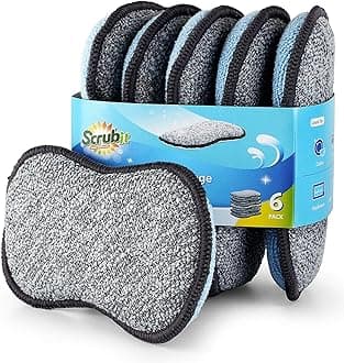 - Multi-Purpose Sponges Kitchen by Scrub-it - Non-Scratch Microfiber sponges for Cleaning, Along with Heavy Duty Scrubbing Power - Reusable Dish Sponge for Dishes, Pots and Pans (6 Pack, Small)
