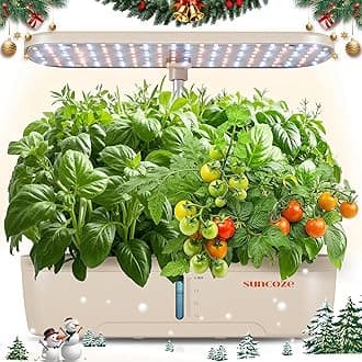 SUNCOZE Hydroponics Growing System Kits with 4L Water Tank, 12H/14H/16H Light Mode, Beige