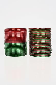 Swara Creations Plain Glass Bangle Set for Women/Smooth Finish Combo of Red & Green Bangles/Traditional Design (48Pcs)(SKU282)