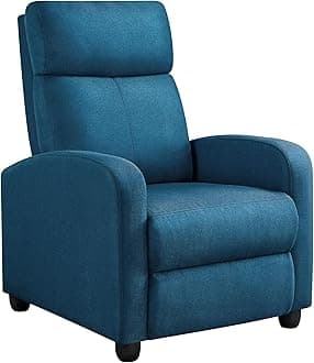 Fabric Recliner Sofa Modern Single Recliner Sofa Home Theater Seating with Thick Seat Cushion, Backrest and Pocket Spring, Blue