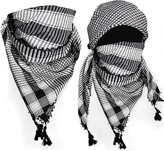 Scarf for Men Shemagh Keffiyeh Arabic Wrap Desert Muslim Haji Rumal Traditional Arab Kaffiyeh Head scarf for men Cotton| Unisex Scarf for Summer