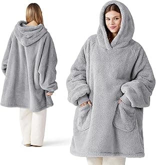 Wearable Blanket Hoodies, Blanket Hoodie as Mothers Day Birthday Gifts for Mom Women, Warm Cozy Soft Sweatshirt Hooded Blankets for Women Men Adults, Grey, Standard