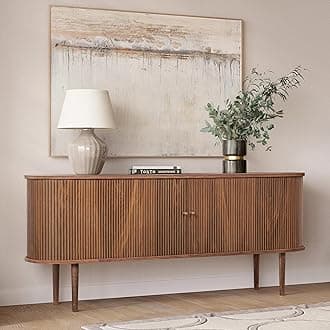 71’’ Sideboard Storage Cabinet with Doors and Shelves - Wood Credenza for Living Room, Bedroom, Entryway and Home Office Cabinet. Kitchen Buffet, Media Console Table with Storage (Walnut)