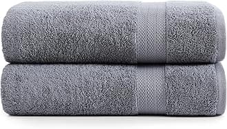 LANE LINEN 100% Cotton 2 Pack Bath Sheets (35"x66") - Ring Spun, Extra Large Cotton Bath Towels Set - Quick Dry, Soft & Absorbent Oversized Towel Set - Remains Soft After Multiple Washes - Cool Grey