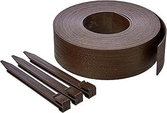 Lawn Edging Coil Border with 10 Stakes, Landscape Garden Edging *8-cm/3-Inch x 12-m/40-Feet,* Brown, for Lawn Grass Raised Beds Pathways