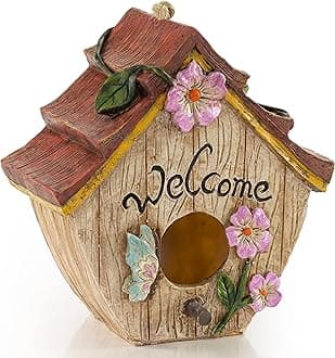 VP Home Hanging Bird Houses for Outside, Hand-Painted Bird Houses for Outdoors Decorative Birdhouses (Rustic Welcome)