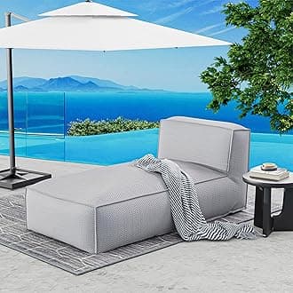 Dineli Chaise Lounge Chair Outdoor Bed Lounger Outdoor Couch Sofa for Pool Comfy Patio Furniture Foam Filling Bean Bed Chair Lazy Sofa for Outside, Water-Resistant Sunbed (Light Gray, 71'' Length)