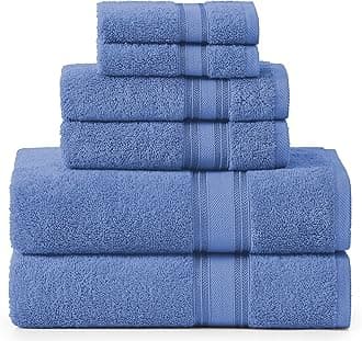 LANE LINEN Luxury Bath Towel Set - 6 Piece Set, 100% Cotton Bathroom Towels, Zero Twist, Quick Dry Shower Towels, Soft Absorbent Bath Towel, 2 Bath Towels, 2 Hand Towels, 2 Wash Cloths - Cerulean Blue