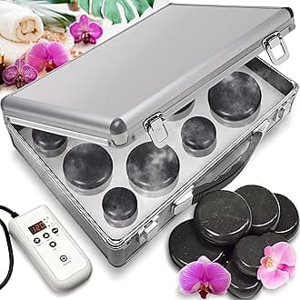 SereneLife Hot Stone Massage Kit Portable Heated Rock Therapy System with Digital Temperature Controller, Includes 12 Massaging Stones, Quick Setup: All-in-One Portable Kit