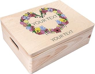 Personalized Wooden Storage Box Mother's Day Box | 15.8x11.8x5.5in (+-0.5) | Multiple Choice | Hinged Lid Handles Engraving | Rough UNSANDED Keepsake Souvenir Chest