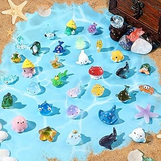 36pcs Mini Sea Animals, Resin Tiny Ocean Figurines Marine Miniature Plastic Animals Aquarium Ornaments Decorations for DIY Fish Tank Potted Micro Fairy Garden Dollhouse
