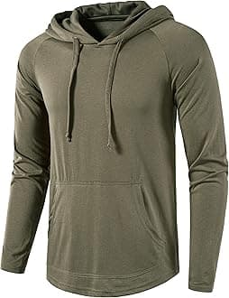 Men's Gym Workout Active Long Sleeve Pullover Lightweight Hoodie Casual Hooded Sweatshirts