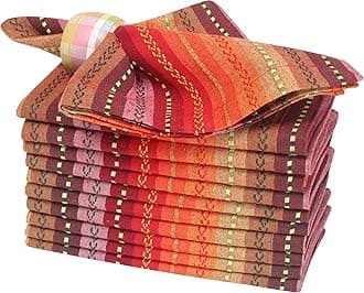 Cloth Napkins,Cotton Napkins,Dinner Napkins,Cloth Napkins Set of 12 Cotton,Napkins Cloth,Cloth Napkin,Wedding Napkins,Chritsmas Npkin,Machine Washable Napkins 18x18 Red Multi Salsa Stripe