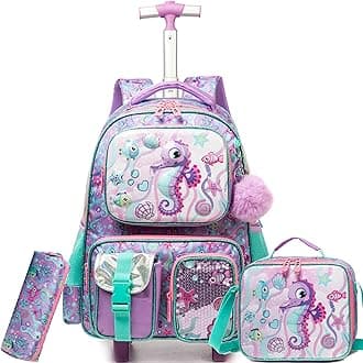 MeetbelifyKids Rolling Backpack with Wheels for Girls Boys Rolling Backpacks for Elementary Students, Girl 03