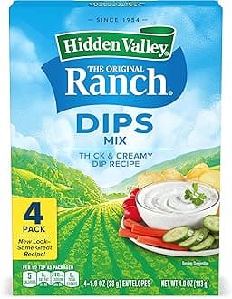 Hidden Valley Ranch Dipping Sauce Mix, Thick & Creamy Ranch Dipping Sauce, Gluten Free Dipping Sauce, Keto Friendly Dip, 1 Ounce (Pack of 4)