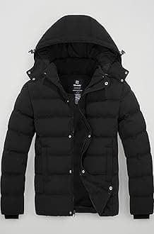 Wantdo Men's Winter Thicken Cotton Coat Puffer Jacket with Removable Hood US XXX-Large Black