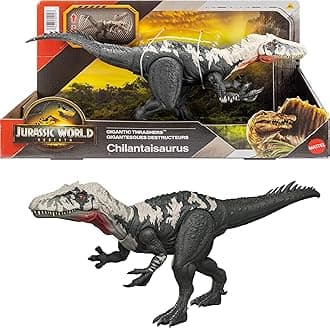 Jurassic World: The Rebirth Gigantic Thrashers Dinosaur Figure, Chilantaisaurus Large Species Toy, 2 Stomping Attacks, Digital Fun, JGB95