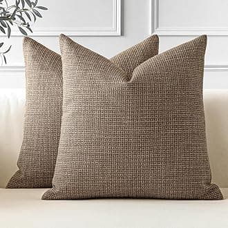 JOTOM Set of 2 Cushion Covers 50x50 cm Linen Coffee Brown Decorative Throw Pillow Covers 20x20 Inch Square Cushion Case Home Decor Pillowcases for Couch Sofa Living Room Bed (Coffee Brown)