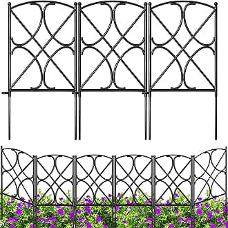 Amagabeli Garden Home & Decorative Fence for Dogs 24in x 10ft Metal Fencing Edging Animal Barrier Border Edge Rustproof Landscape Wire Folding Patio Fences Flower Bed Black ET048
