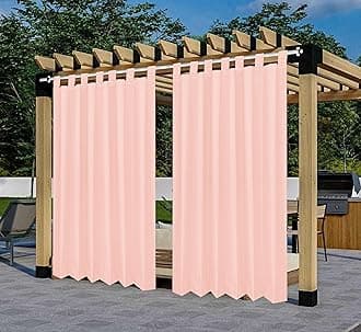 GREEN DECOR Polyester 300GSM Fabric Waterproof Rain & Sun Blockage Curtains(Pink 4.5 X 8 Feet,Pack of 2) with Top Style Loop Used for Door,Balcony,Outdoor & Indoor Area