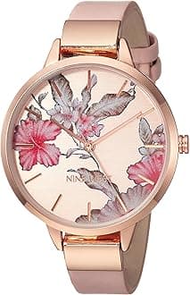 Nine West Women's Floral Dial Smooth Strap Watch