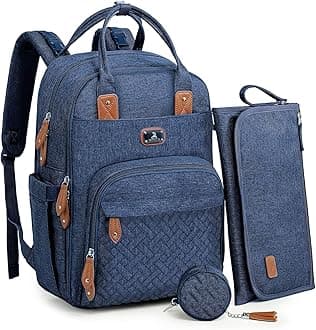 Dikaslon Diaper Bag Backpack with Portable Changing Pad, Pacifier Case and Stroller Straps, Large Unisex Baby Bags for Boys Girls, Multipurpose Travel Back Pack Moms Dads, Peacock blue