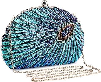 Beaded Sequin Peacock Evening Clutch Bags Vintage Evening Bag1920s Party Wedding Purse