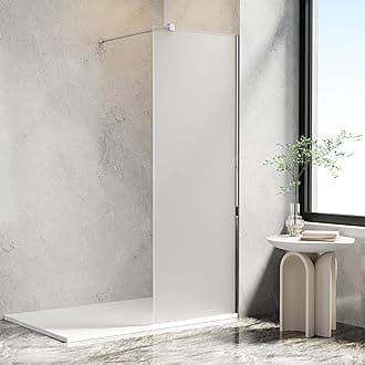 700 x 1900mm Shower Screen, Walk-in Shower Glass Panel with Support Bar – Reversible. Chrome Wet Room Shower Screen with 8mm Easy Clean Frosted Toughened Glass