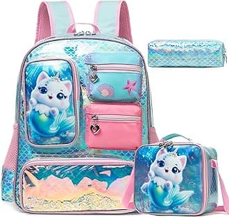 HTgroce Warterproof Girls School Transparent Unicorn Backpacks with Crossbody Bags Pencil Case Lightweight Large Backpacks for Girls