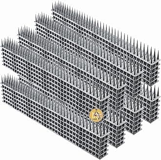 KADAX Plastic Bird Spikes, 51 x 4 x 3 cm, Wall Spikes, Fence Tops Spikes, Pigeon Repellent, Deterrent for Birds, Cats, Anti Climb Spikes, Squirrel Repellent (48, Silver)